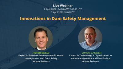 Live Webinar poster about Innovations in dam safety